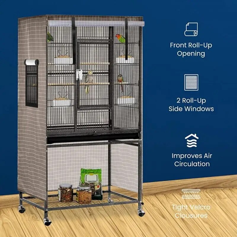 Universal Bird Cage Cover Outdoor Courtyard Breathable Parrot Cage Cover With Window Waterproof Shading Bird Protective Covers